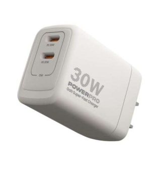 CARGADOR DE PARED DOBLE USB-C POWERPRO PD30W PW5064WT #850058179179
