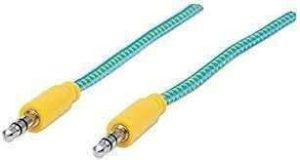 CABLE DE AUDIO TRENZADO VERDE  AZULADO/ AMARILLO