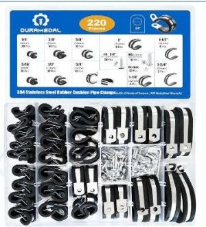 AMARRA METALICA CON HULE PROTECTOR KIT DE 220 PIEZAS EN DIFERENTES DIAMETROS 1/4" 5/16" 3/8" 1/2" 5/
