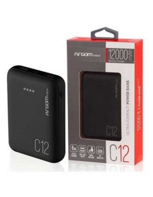 CARGADOR BATERIA PORTABLE 12000MAH ARGOM ARG-PB-1138BK (POWERBANK)