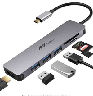 CONVERTIDOR USB C MULTIPUERTOS HDMI/USB-A/SD RCA C109GRAY