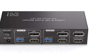 CONMUTADOR KVM HDMI+DISPLAYPORT 2 MONITORES 2 COMPUTADORAS 4K@60HZ