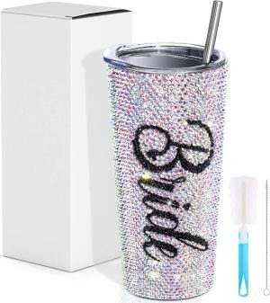 VASO DE NOVIA CON DIAMANTES BRILLANTES DE 20 ONZAS VESIC #B0BBFG17HJ