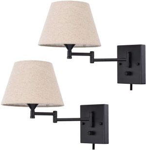 SET DE 2 LAMPARAS PAUWER B07XNRMG9F BRAZO OSCILANTE,  COLOR BEIGE