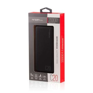 CARGADOR BATERIA PORTABLE 20000MAH ARGOM ARG-PB-1145BK (POWERBANK)
