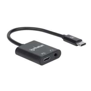 CONVERTIDOR USB-C A 3.5 CON USB-C PARA CARGA MANHATTAN #153355