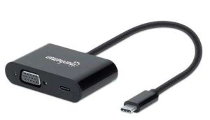 CONVERTIDOR USB-C A VGA CON PUERTO PD MANHATTAN #153430
