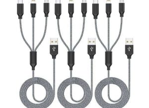 CABLE DE CARGA MÚLTIPLE, PAQUETE DE 3 CABLES DE CARGA MÚLTIPLE DE 4 PIES, CABLE DE CARGA RÁPIDA DE N
