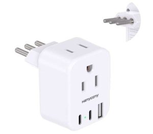 ADAPTADOR DE ENCHUFE DE VIAJE TIPO L HANYCONY EE. UU. A ITALIA ROMA URUGUAY CHILE