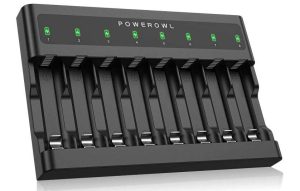 CARGADOR DE BATERÍA AA AAA 8 BAHÍAS, RANURA INDEPENDIENTE, CARGA RÁPIDA USB PARA BATERÍAS RECARGABLES POWEROWL