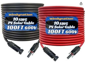CABLE EXTENSION PANEL SOLAR CONECTOR MC4 PAR NEGR/ROJO 30M WINDYNATION CBL-SLRRB-10-100
