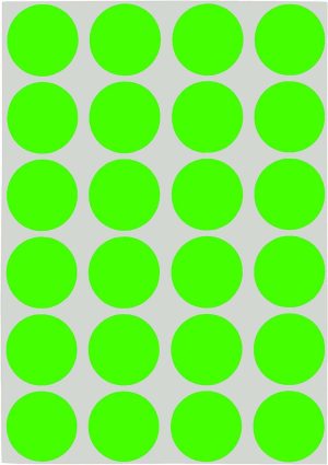 STICKER CIRCULAR DE 3/4" VERDE FOSFORESCENTE PACK 1008 UND CHROMALABEL #B07BDLQ23W