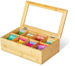 ORGANIZADOR GRANDE DE ALMACENAMIENTO DE TÉ DE BAMBÚ ROYALHOUSE