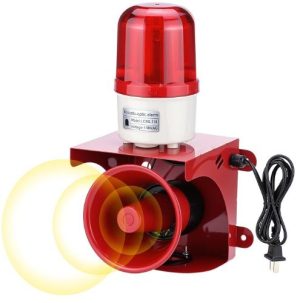 LUZ ESTRABOSCOPICA PARED CON ALARMA DE SIRENA INDUSTRIAL QWORK DG16661 ROJA 120DB