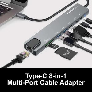 CONVERTIDOR USB C A MULTIPUERTOS 8 PUERTOS ARGOM ARG-UB-0093
