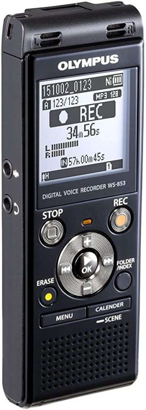 GRABADORA DIGITAL OLYMPUS WS853, 8GB (32 GB CON SD CARD), 2080 HORAS, MP3, STEREO, CONEXION A PC, R