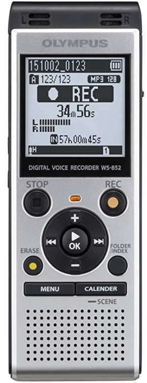 GRABADORA DIGITAL OLYMPUS WS-852, 4GB (32 GB CON SD CARD) 1040 HORAS, MP3, STEREO, CONEXION A PC.