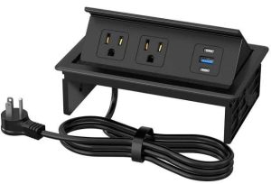 TABLERO DE MESA MULTIPLE 1 PUERTO USB Y 2 TOMAS 110VAC PD20W USB C B0FHB711GT