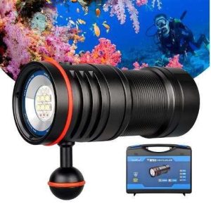 TRUSTFIRE DF50 - LUZ DE BUCEO, CÁMARA DE VIDEO DE 6500 LÚMENES, LINTERNA LED DE BUCEO, LINTERNA RECA