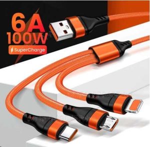 CARGADOR MICRO USB - C 3 EN 1 IPHONE 14, 13, SAMSUNG, XIAOMI, HUAWEI