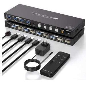 SWITCH KVM HDMI 4 COMPUTADORAS 1 MONITOR 4K60HZ 4 PUERTOS KVM SWITCHES SOPORTE 4PC SHARE 1 MONITOR Y