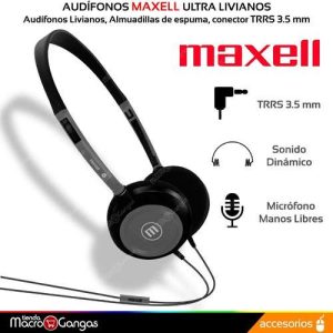 AUDIFONO MAXELL #348405 NEGRO 3.5/MICROFONO HP-200