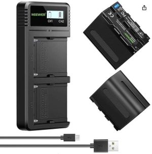 CARGADOR BATERIA DUAL USB CON BATERIAS NEEWER COMPATIBLE SONY NP-F970/NP-F960/NP-F95
