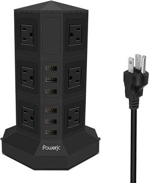 PROTECTOR 12 TOMAS Y 6 USB DE TORRE POWERJC #B08DVCP6RV