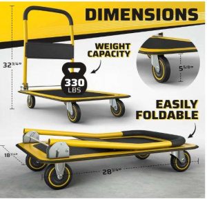 CARRITO DE EMPUJE PLEGABLE CON PLATAFORMA MÓVIL 330 LBS