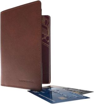 FUNDA DE CUERO DE ALTA CALIDAD PARA PASAPORTE RFID KASPER MAISON CAFE OSCURO #B079QMKTHR