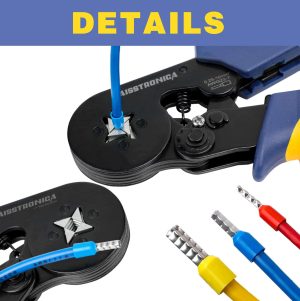 TENAZA CRIMPADORA KIT VIROLA ALAMBRE HEXAGONAL AUTOAJUSTABLE PARA AWG23-10 CON 1200 TERMINALES HAISS