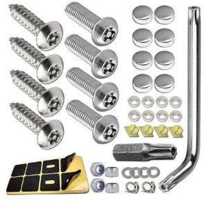 TORNILLOS ANTIRROBO CON ACCESORIOS P/PLACA CARRO QM-ANTI THEFT LICENSE PLATE SCREWS-JT+PT