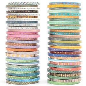 CINTA YUBBAEX WASHI DELGADA CON IMPRESION DORADA PARA ARTES PCK 60