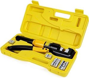 TENAZA CRIMPADORA HWC007000 DE 10 TONELADAS PARA TERMINALES DE CABLES DE BATERÍA CON TROQUELES