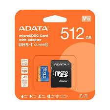 MEMORIA MICRO 512GB ADATA CLASE 10 AUSDX512GUICL10-RA