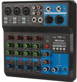 MEZCLADOR DE AUDIO MINI DJ 5 CANALES BLUETOOTH,USB,MP3
