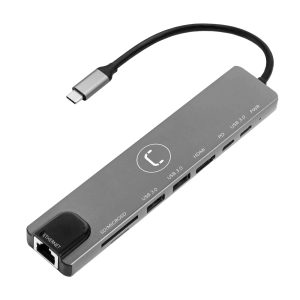 CONVERTIDOR USB C A MULTIPUERTO 8 EN 1 UNNO TECKNO HB1109GY #850058179636