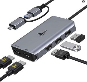 ADAPTADOR USB C A 2 HDMI / 3 USB A LIONWEI LIUC0228