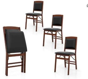 JUEGO DE 2 SILLAS PLEGABLES DE MADERA CON ASIENTO ACOLCHADO GIANTEX
