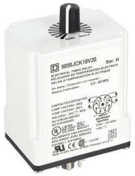 RELE TEMPORIZADO 120V AC, 10A , 8 PINS, DPDT, 36 SEG. A 1 HR, SQUARE D, 9050JCK18V20 (5B396)