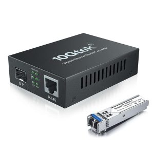 CONVERTIDOR DE MEDIOS GIGABIT LC MONOMODO DE FIBRA A ETHERNET CON UN MÓDULO SFP LX IPOLEX #B0719HS31