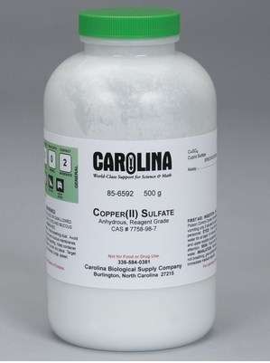 SULFATO CÚPRICO, ANHIDRO, RG500G #856592 CAROLINA BIOLOGICAL.