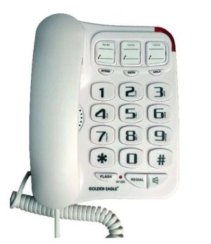 TELEFONO ALAMBRICO DE BOTONES GRANDES BLANCO GO-GE3104