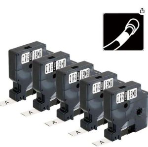 ETIQUETAS DYMO 18055 1/2 CINTA INDUSTRIAL NEGRA SOBRE BLANCA, 1/2 PULGADAS X 4.9 PIES