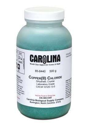CLORURO CÚPRICO, DIHIDRATO, GRADO LABORATORIO, 500G. #856440 CAROLINA BIOLOGICAL.