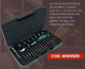 JUEGO DE PUNTAS Y CUBOS 26PCS WITTE CABEZA GIRATORIA #WI65500