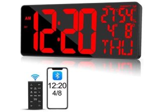 RELOJ PARED DIGITAL 18 PULG. BLUETOOTH CONTROL REMOTO TEMP. FECHA B0CXP78PZT
