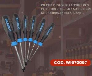 JUEGO DE DESATORNILLADORES 6PCS ANTIDESLIZANTE TORX WITTE #WI670067
