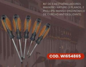 JUEGO DE DESATORNILLADORES 5PCS MANGO CORCHO WITTE #WI654865