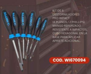 JUEGO DE DESATORNILLADORES 6PCS MANGO RESISTENTE WITTE #WI670094